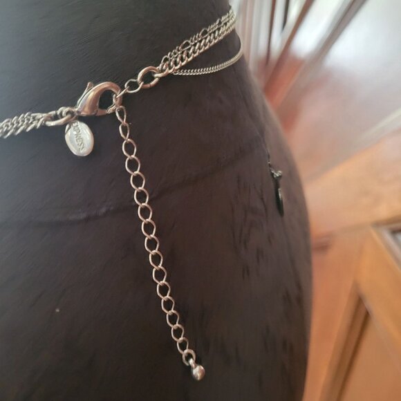 Silver-Tone Express Layered Necklace With Leaf Pendant & Beaded Accents - Picture 5 of 6